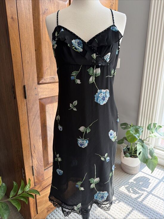 Adrianna Papell Dresses & Skirts - Vintage 1990s Adrianna Papell Evening Silk Black Silk Dress Size 8